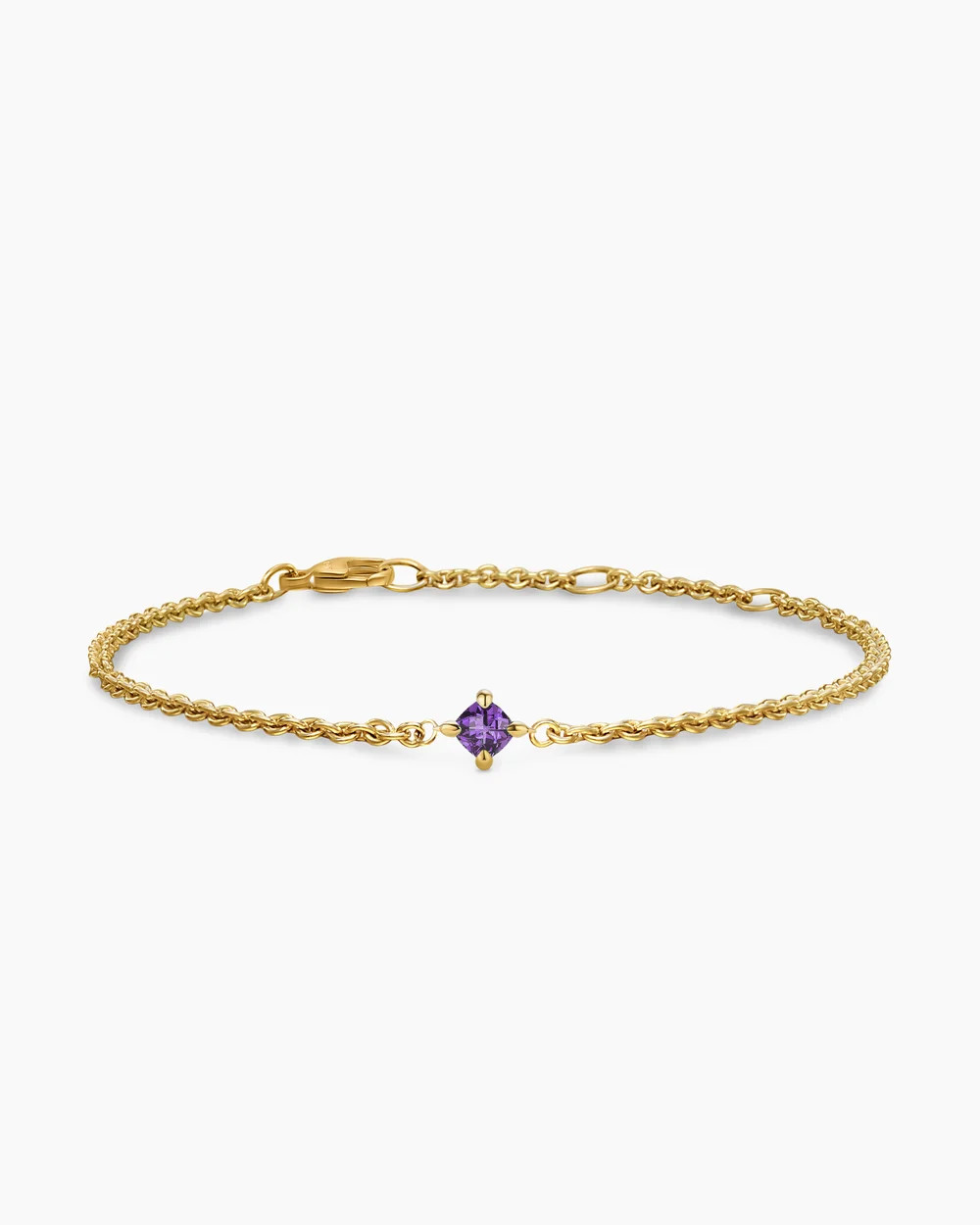 David Yurman | Micro Chatelaine® Chain Bracelet in 18K Yellow Gold with Amethyst, 4mm | David Yurman