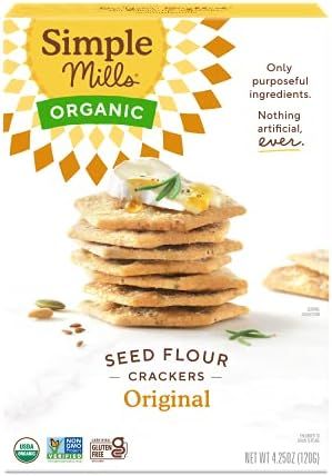 Simple Mills Organic Seed Crackers, Original, Gluten Free, Flax Seed, Sunflower Seeds, Corn Free,... | Amazon (US)
