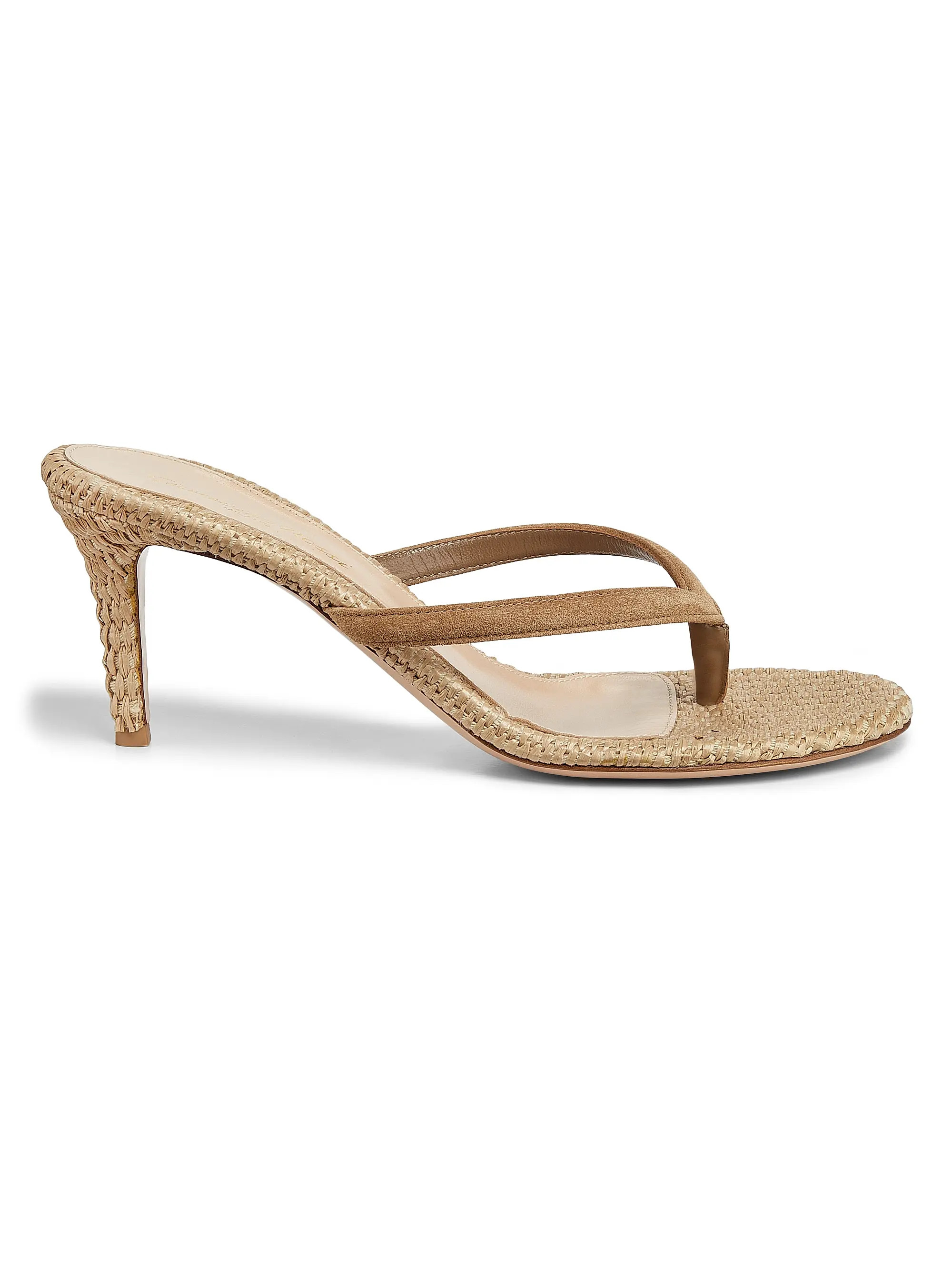 Calypso 80MM Suede & Raffia Sandals | Saks Fifth Avenue