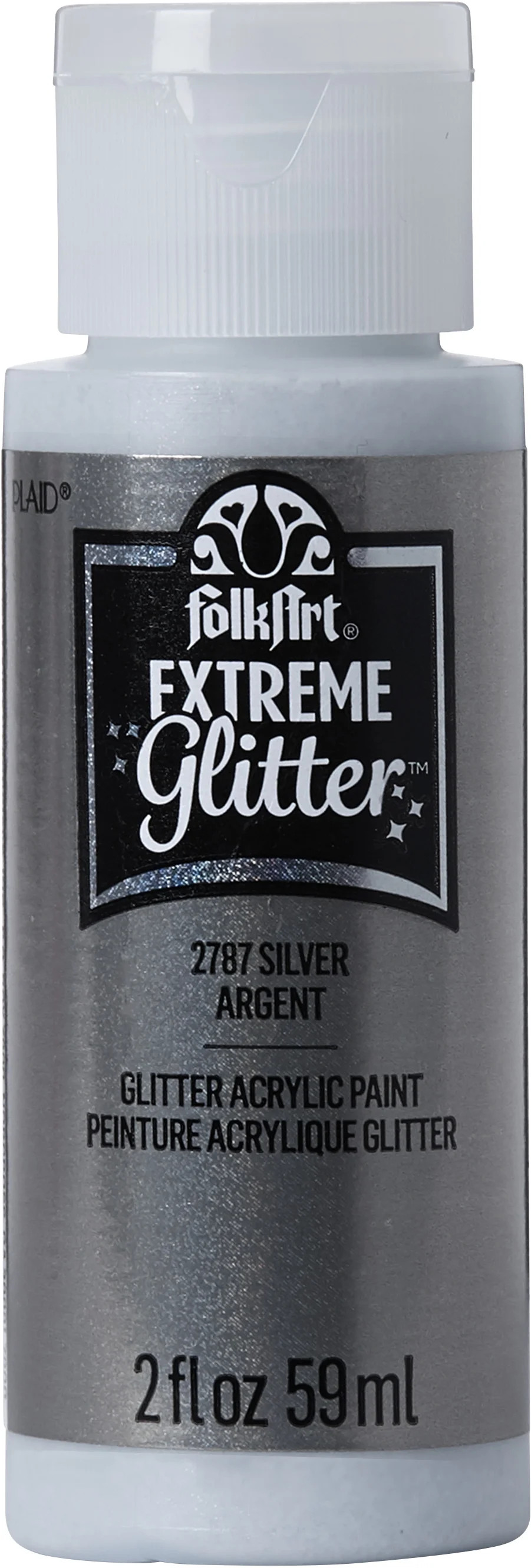 FolkArt Extreme Glitter Acrylic Craft Paint, Glitter Finish, Silver, 2 fl oz - Walmart.com | Walmart (US)