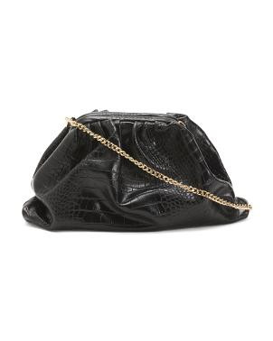 Leather Croc Embossed Clutch | TJ Maxx