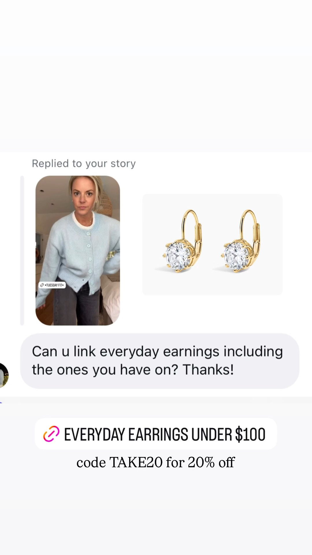 20% off my everyday earrings with code TAKE20