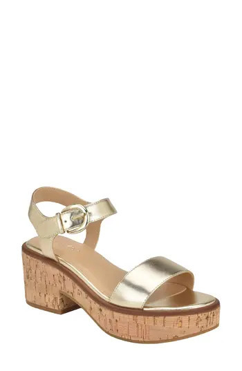 Calvin Klein Isleen Ankle Strap Platform Sandal in Gold at Nordstrom Rack, Size 7.5 | Nordstrom Rack