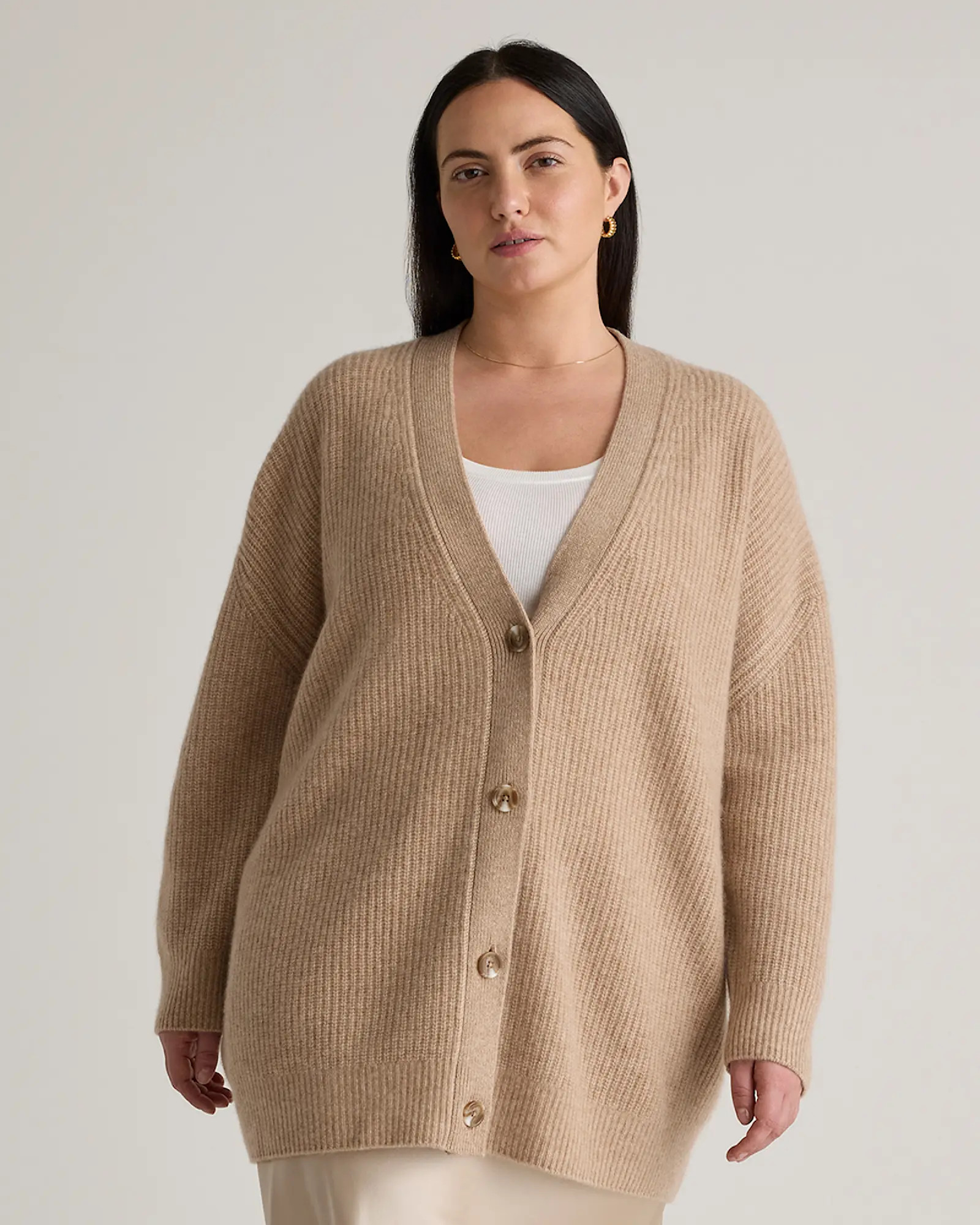 Mongolian Cashmere Oversized Boyfriend Cardigan Sweater - Plus Size | Quince