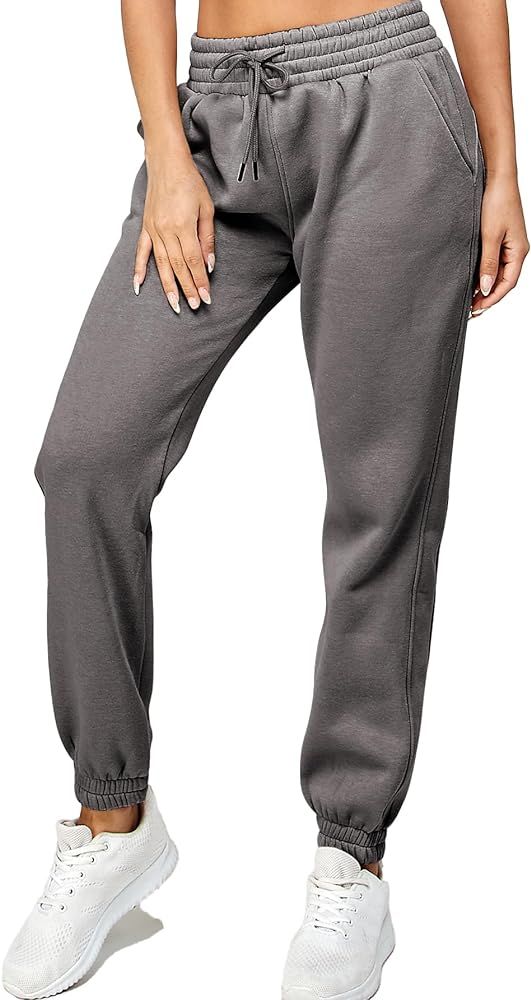 Sweatpants for Women - High Stacked Waist Fleece Womens Joggers with Pockets Lounge Pants for Yog... | Amazon (US)