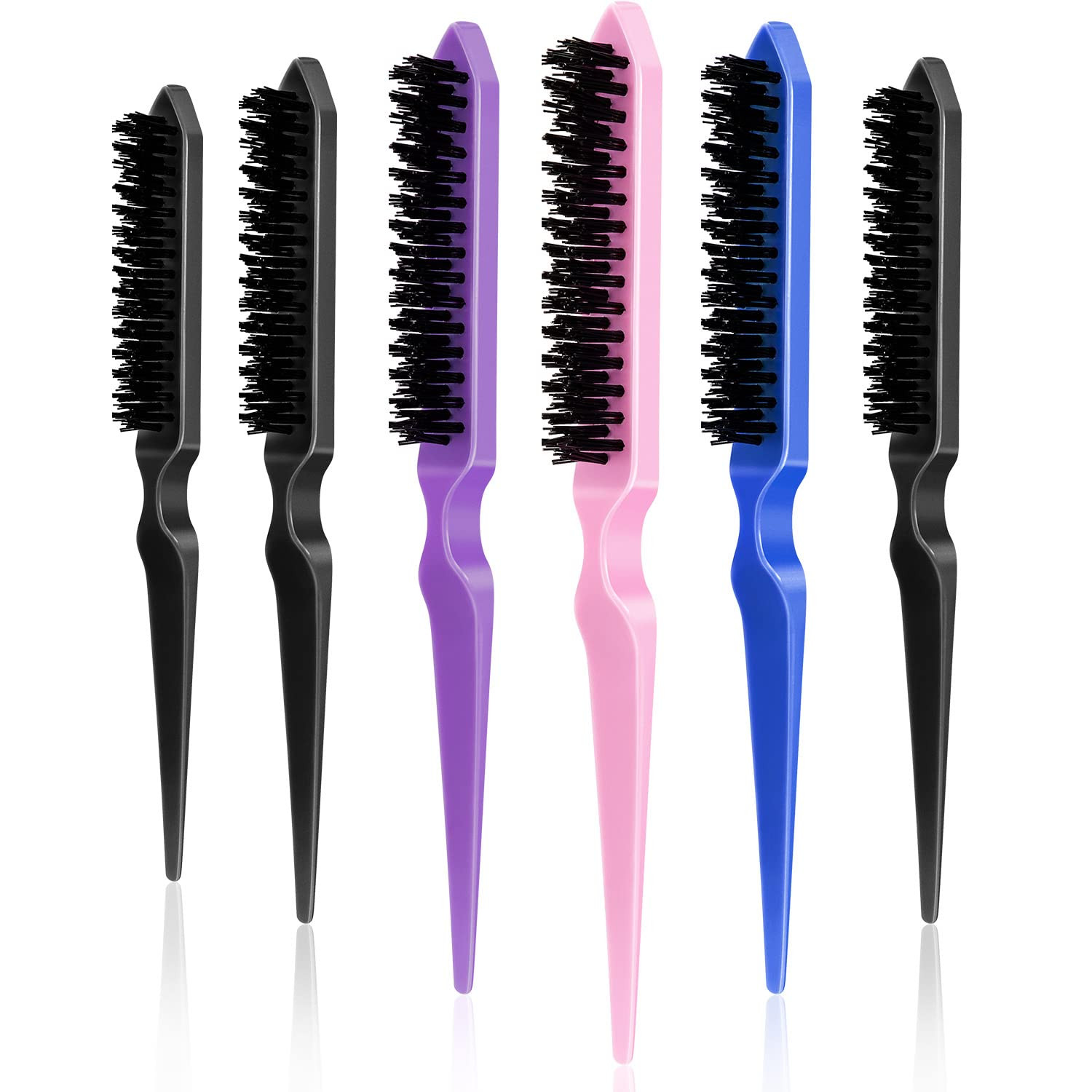 Yaomiao 6 Pcs Teasing Brush for Fine Hair Nylon Rat Tail Brush Set Women Three Row Salon Teasing ... | Amazon (US)