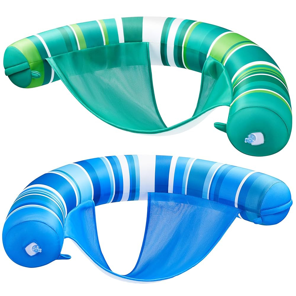 Sloosh Inflatable Pool Floats Chairs Adults, 2 Packs Floating Noodle Chair with Stripes Design So... | Amazon (US)