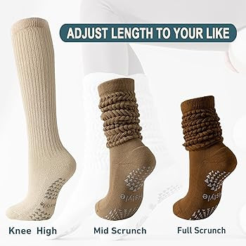 Hstyle Grip Pilates Socks for Women, Slouch Scrunch Yoga Barre Socks for Hospital Workout | Amazon (US)