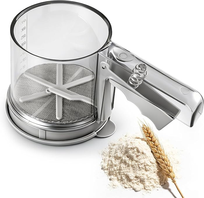 3 Cup Flour Sifter, Sifter for Baking Sifter Handheld Baking Sieve Food-Grade Double-Filter Stain... | Amazon (US)