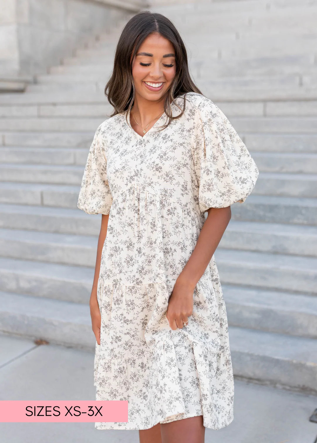 Remie Natural Floral Dress | My Sister's Closet Boutique