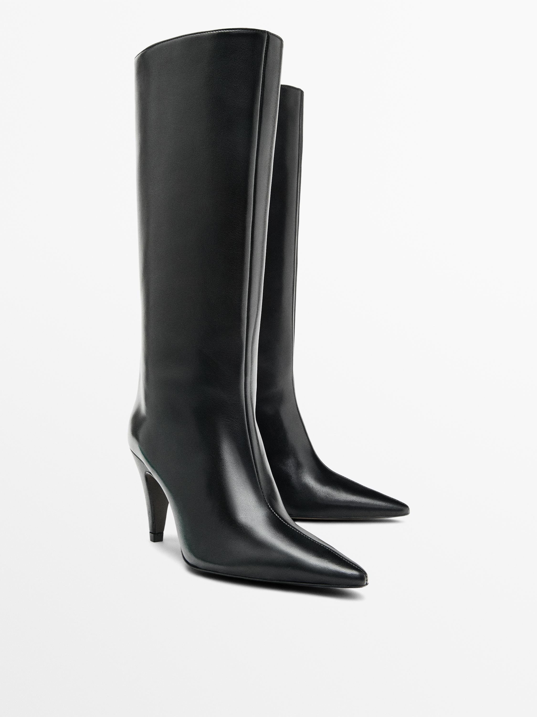 Heeled leather boots - Studio | Massimo Dutti UK