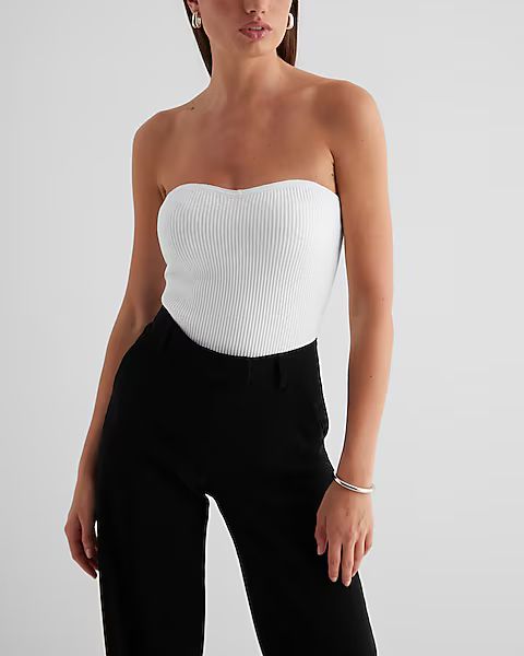 Ribbed Sweetheart Neckline Sweater Tube Top | Express