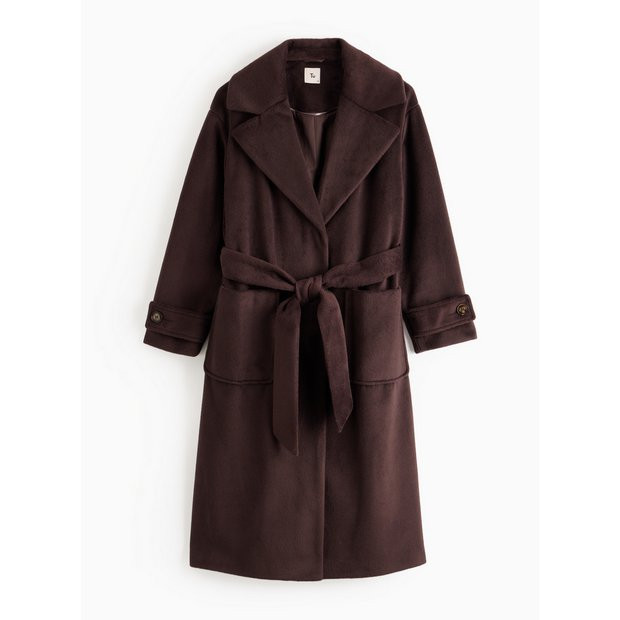 PETITE Brown Relaxed Wrap Coat 18 | Tu Clothing