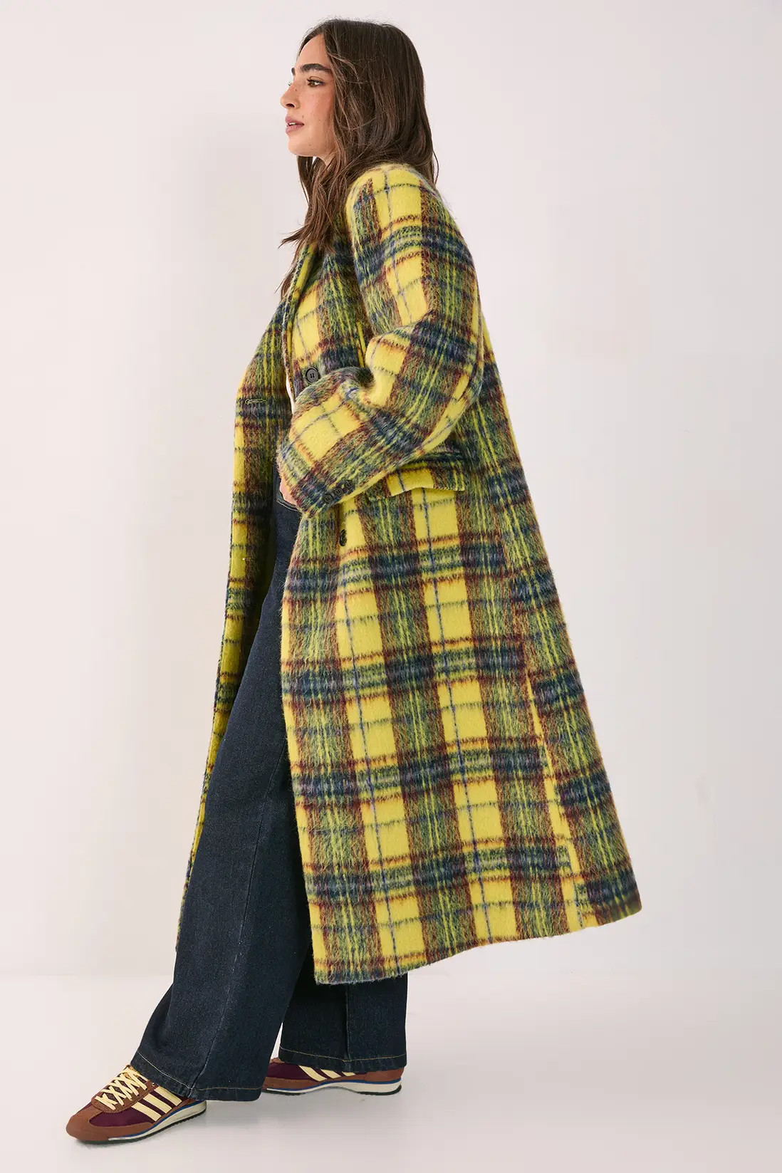 Checked Brushed Maxi Coat | Nasty Gal US