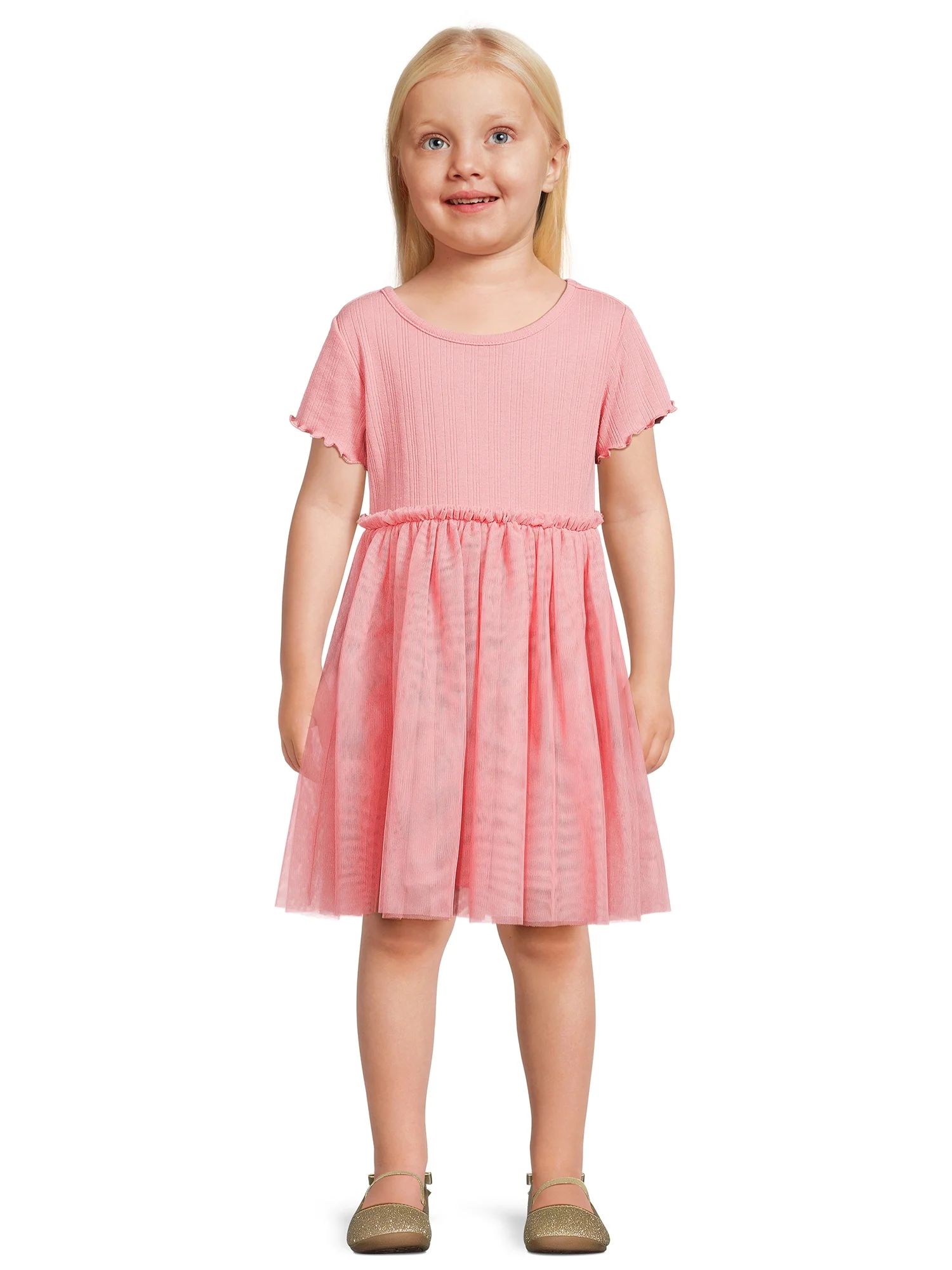 Wonder Nation Toddler Girl Play Dress with Flutter Sleeves, Sizes 12M-5T | Walmart (US)