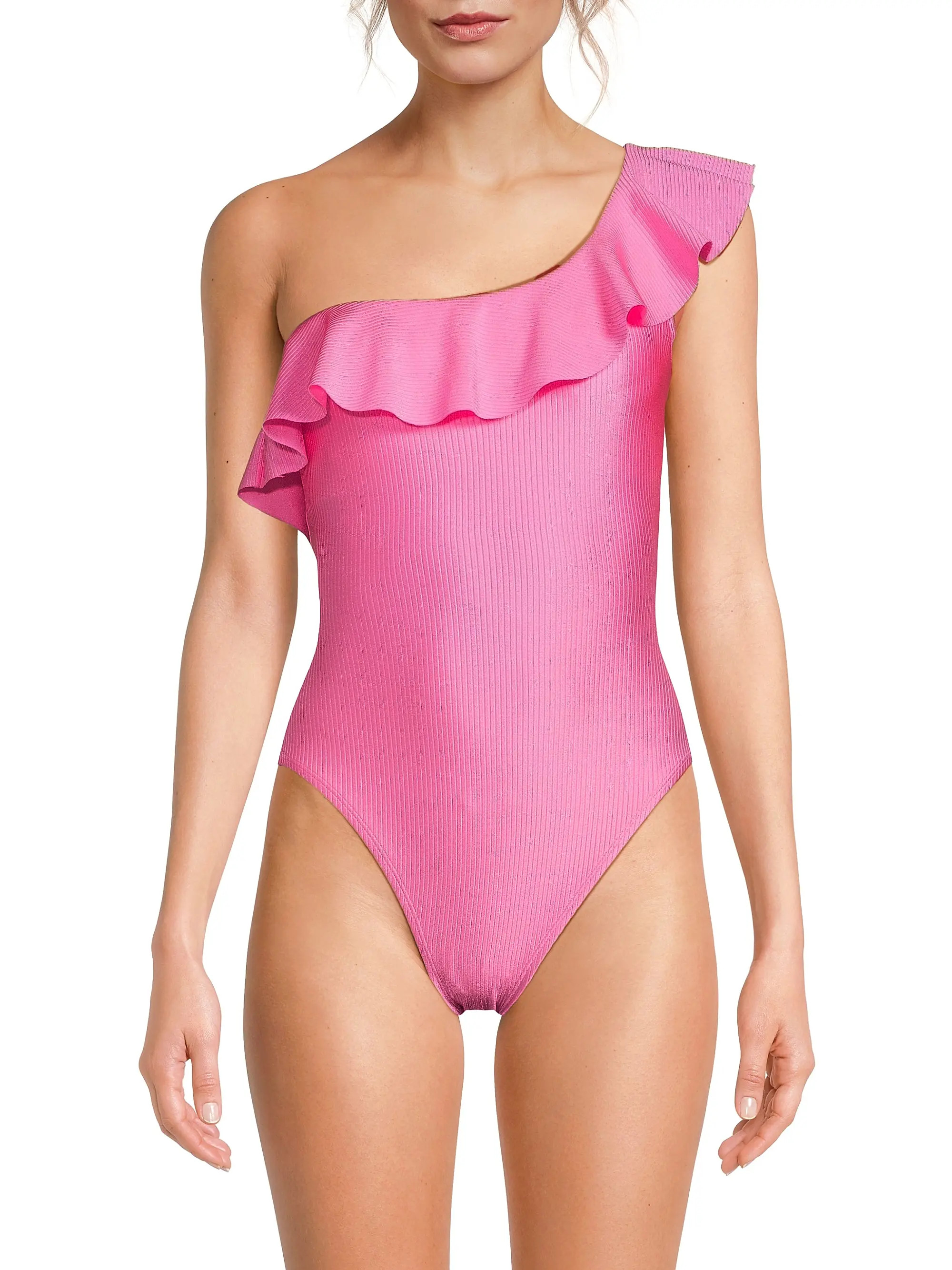 Ruffled One-Shoulder One-Piece Swimsuit | Saks Fifth Avenue