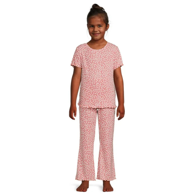 Wonder Nation Girls Rib Knit Top, Pant and Sleep Mask Set, 3-Piece, Sizes 4-18 & Plus | Walmart (US)
