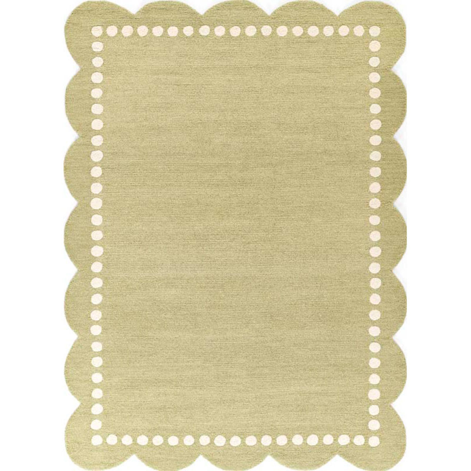 Scallop Dotted Border Hand Tufted Wool Rug - Green, 5' x 8' | The Company Store