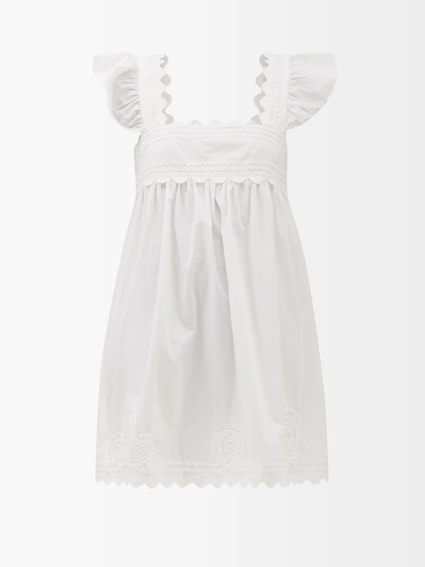 Rickrack-embellished cotton-poplin mini dress | Juliet Dunn | Matches (US)
