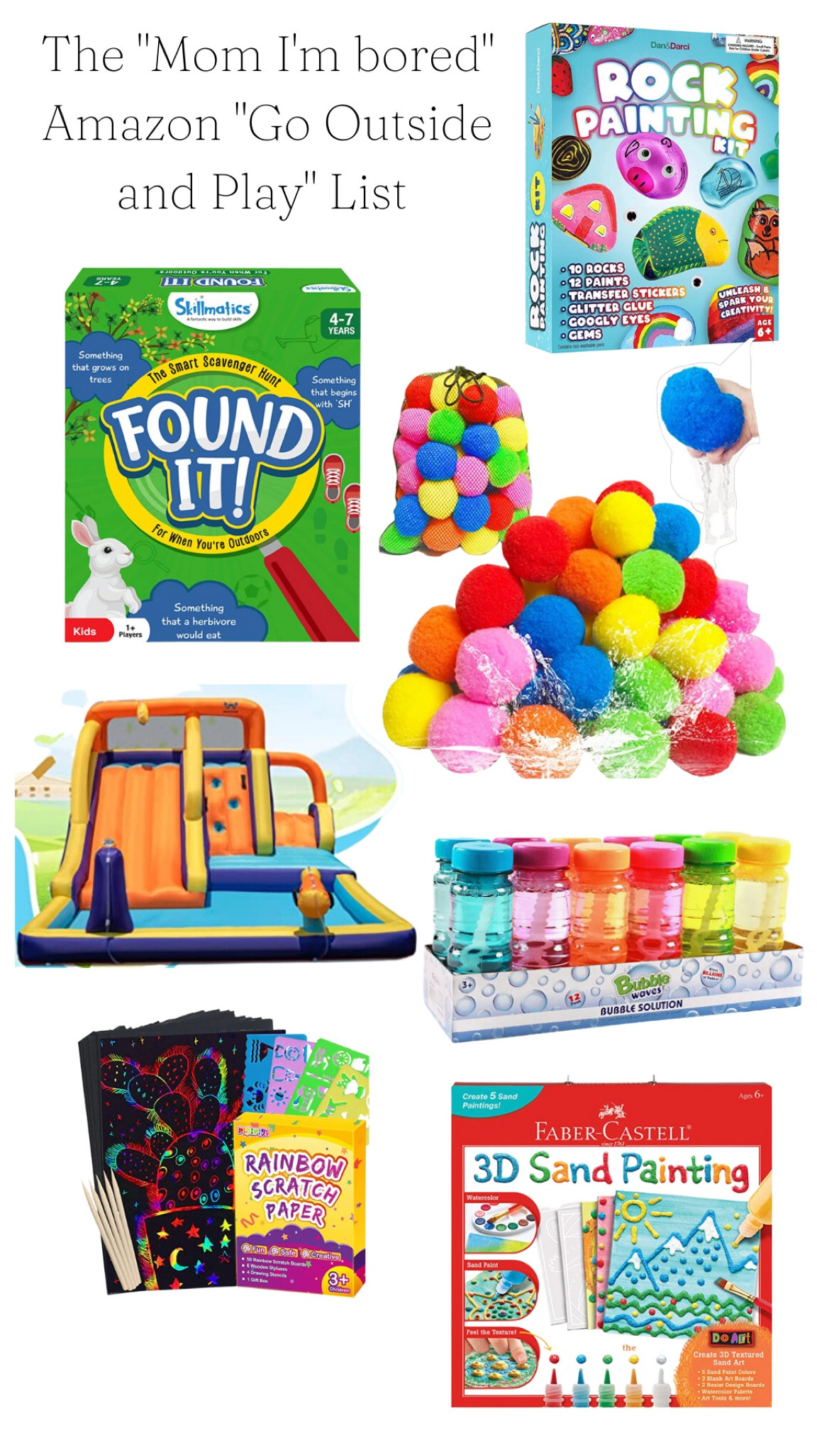 Schools been out for the summer a few hours and my kids have already been saying their bored! So I hit Amazon to find something for them to do OUTSIDE when they’re screaming “I’m bored” on repeat. Check out the list! Games, bubbles, water slides, scavenger hunt… There’s something here for them to do! 

#LTKSeasonal #LTKfamily #LTKunder100