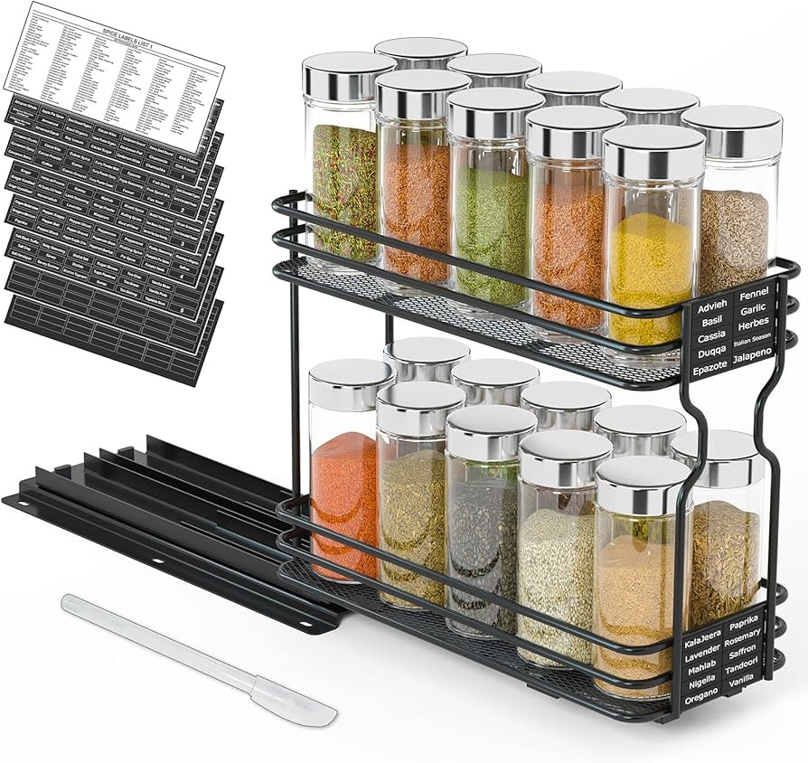 SpaceAid Pull Out Spice Rack Organizer for Cabinet, Heavy Duty Slide Out Seasoning Kitchen Organi... | Amazon (US)
