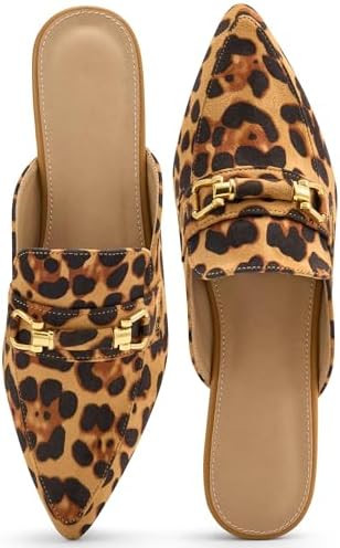 Womens Mules Buckle Flats: Classic Suede Slip On Shoes Dressy Pointed Toe Backless Loafers for Bu... | Amazon (US)