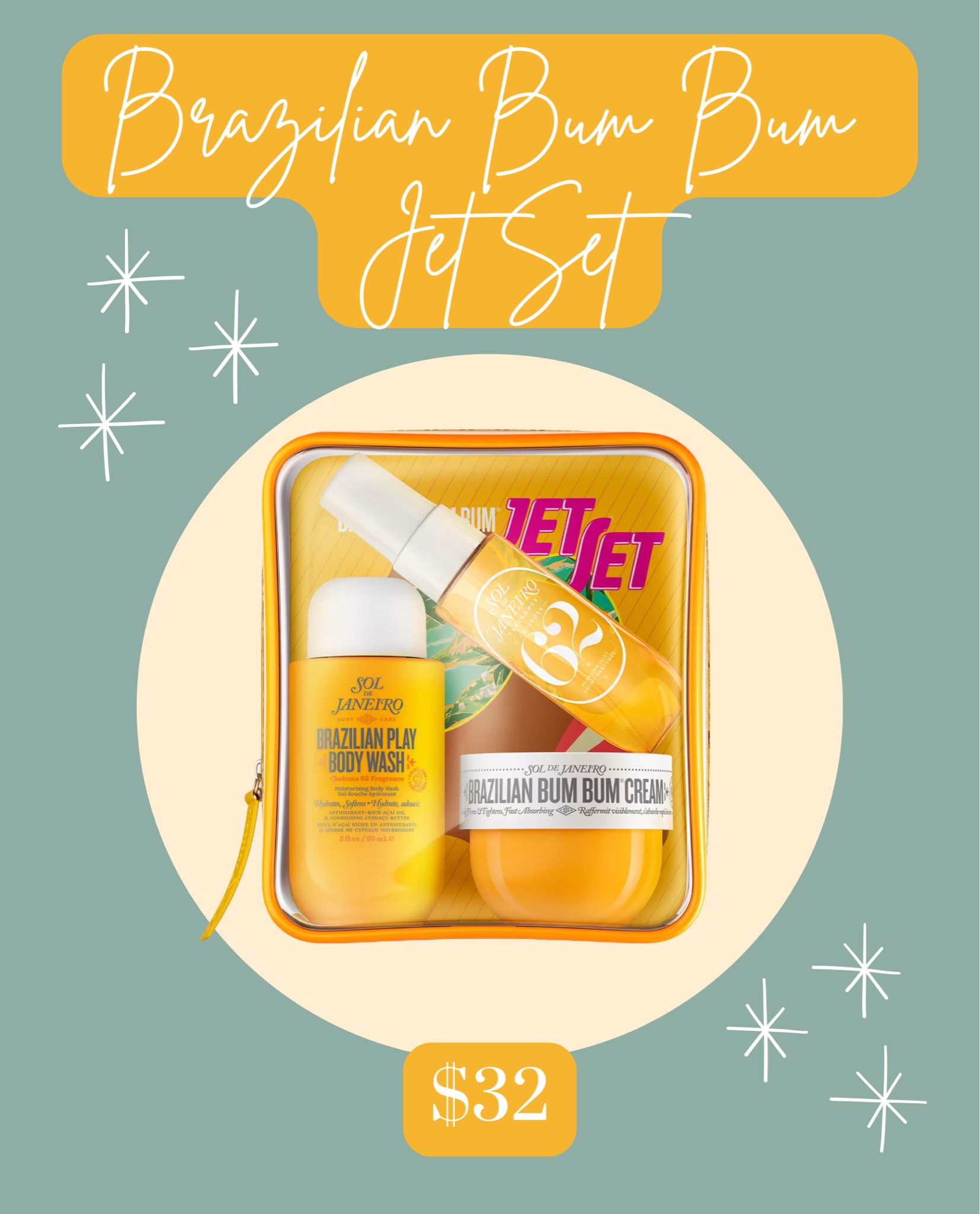 
Vacation vibes in a kit! ✈️🌴 The Brazilian Bum Bum Jet Set is your ticket to glowing, hydrated skin on the go. With the cult-favorite Bum Bum Cream, a creamy body wash, and a refreshing mist, this trio brings the tropical getaway right to you. 🌺 Treat yourself or gift a little sunshine!

#LTKGiftGuide #LTKFindsUnder50 #LTKBeauty