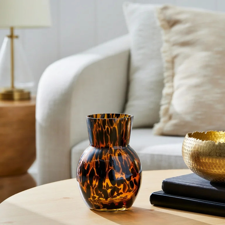 Better Homes & Gardens Tortoise Glass Vase, 7'', Brown | Walmart (US)