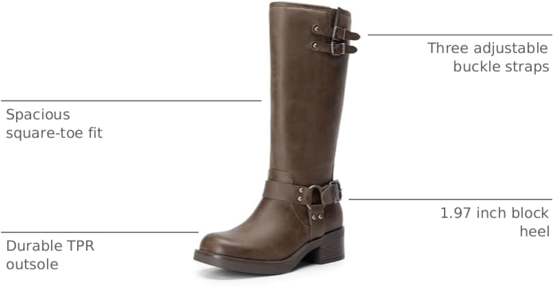DREAM PAIRS Women's Knee High Boots Combat Boots Goth Boot Lace Up Adjustable Buckles Chunky Low ... | Amazon (US)