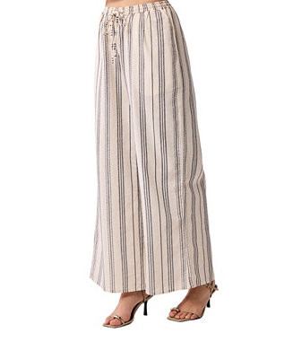 Women's Wide-leg Drawstring Pants in Stripes | Macy's