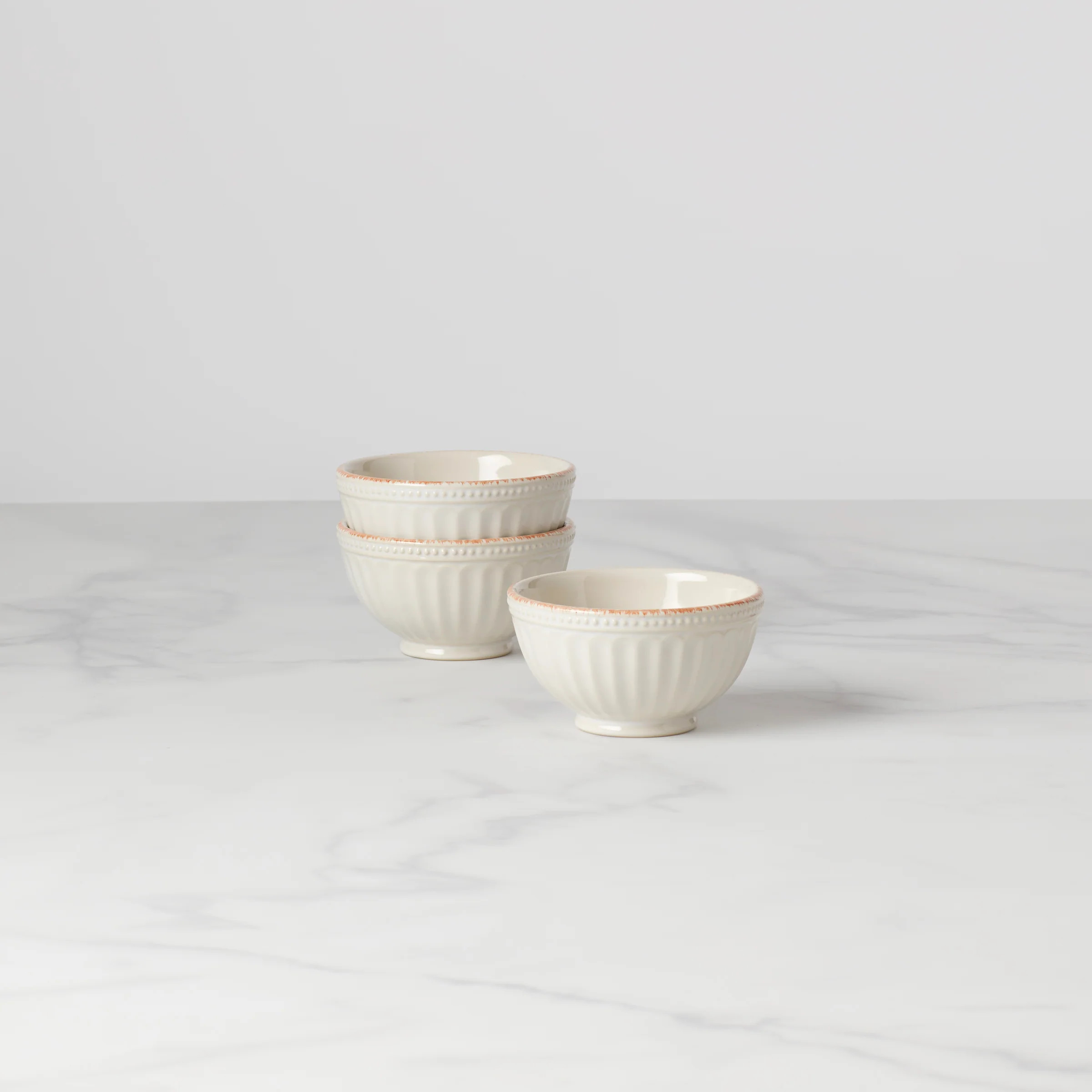 French Perle Groove White 3-Piece Mini Bowl Set | Lenox