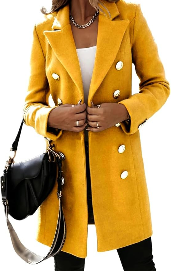 IDEALSANXUN Womens Wool Coat Fall Winter Double Breasted Trench Coat Mid Length Peacoat Jackets 2... | Amazon (US)