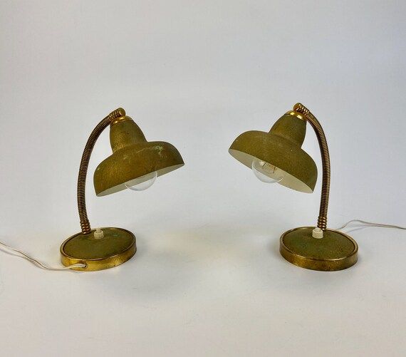 Pair of Vintage Gooseneck Table Lamps / Desk Lamp / Bedside Light  / Mid Century Italy | Etsy (US)