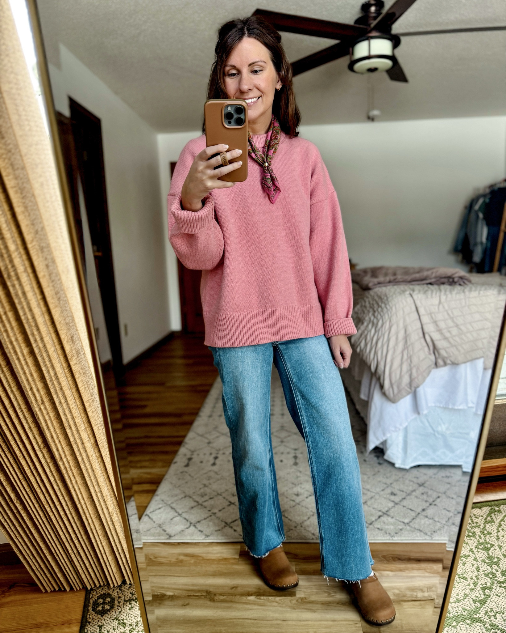 Wearing xs in my sweater (I have in multiple colors and love it), my tee is from Fair Indigo (can’t link here), 24 in the 28” inseam in these jeans and I cut them off recently. And 6 in my clogs! 

#LTKgrwm #LTKPetite #LTKootd