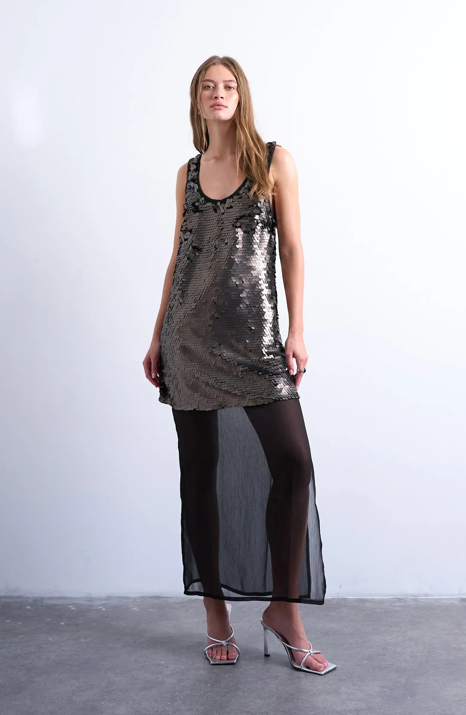 Topshop Sequin Sheer Hem Maxi Dress | Nordstrom | Nordstrom