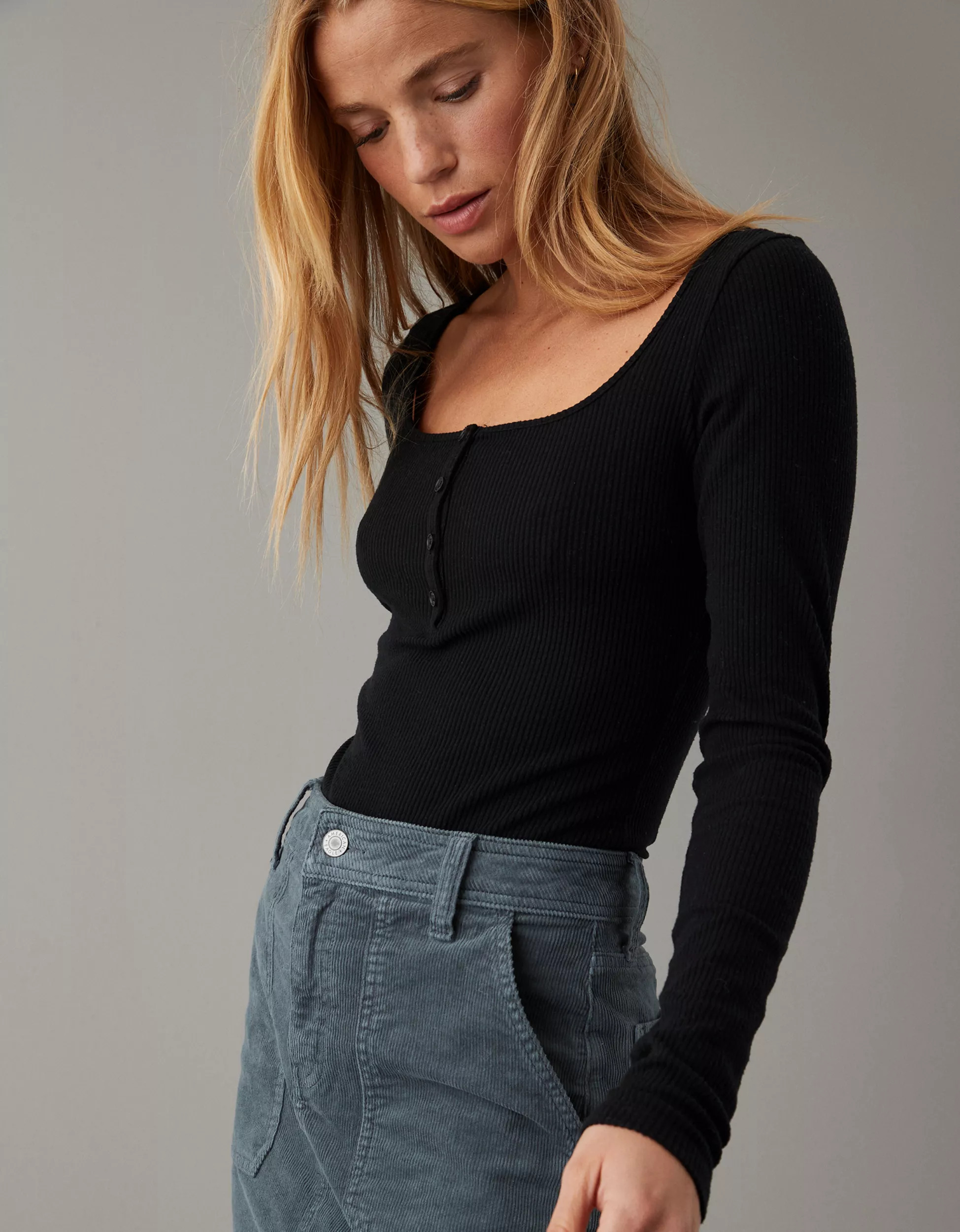 AE Scoop Henley Bodysuit | American Eagle Outfitters (US & CA)