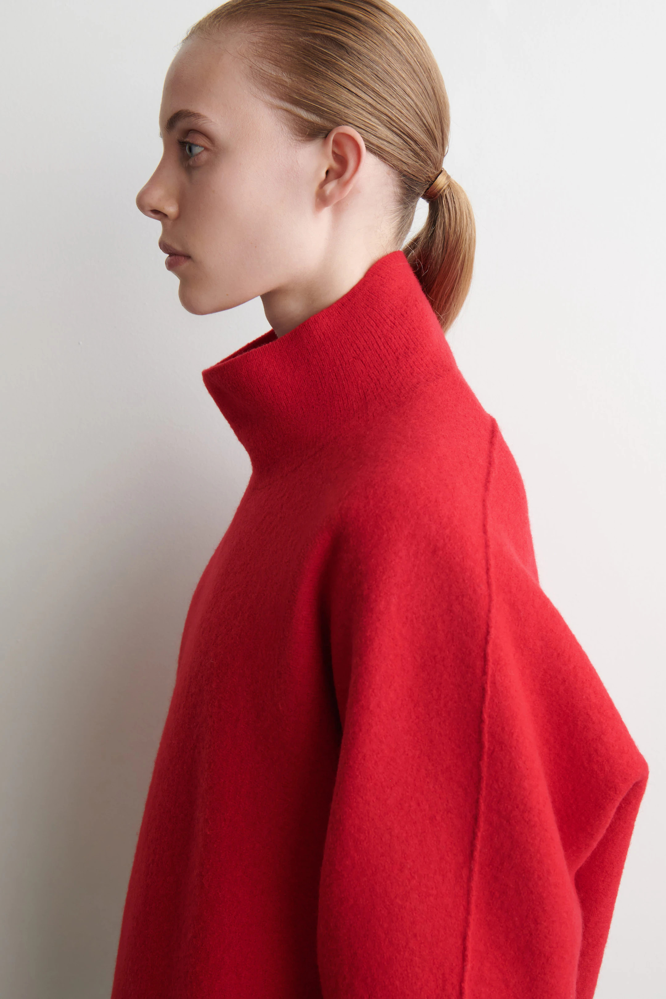 BOILED-WOOL FUNNEL-NECK JUMPER - RED | COS GB | COS UK