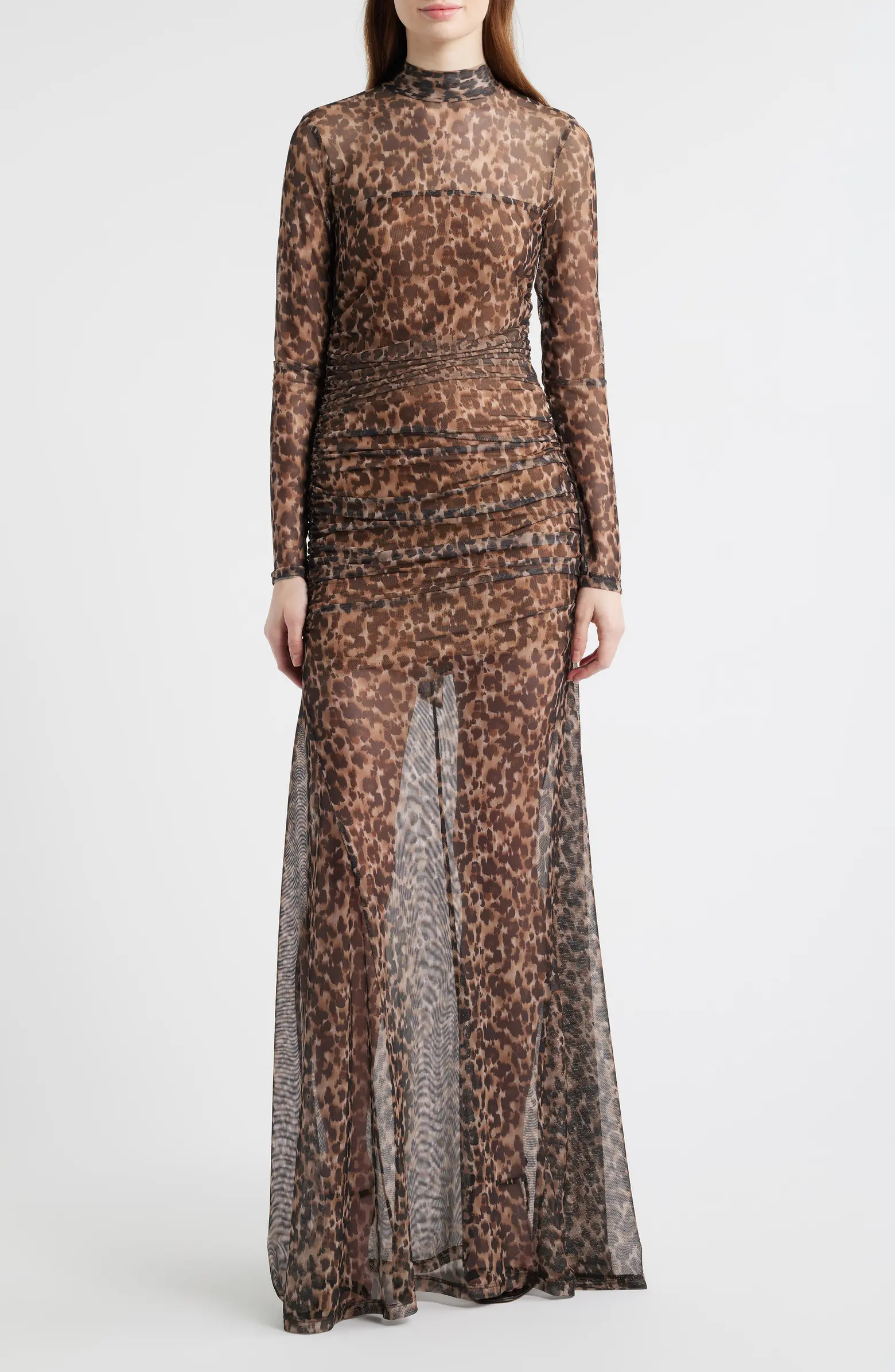 Black Halo Scarlett Long Sleeve Sheer Mesh Gown | Nordstrom | Nordstrom