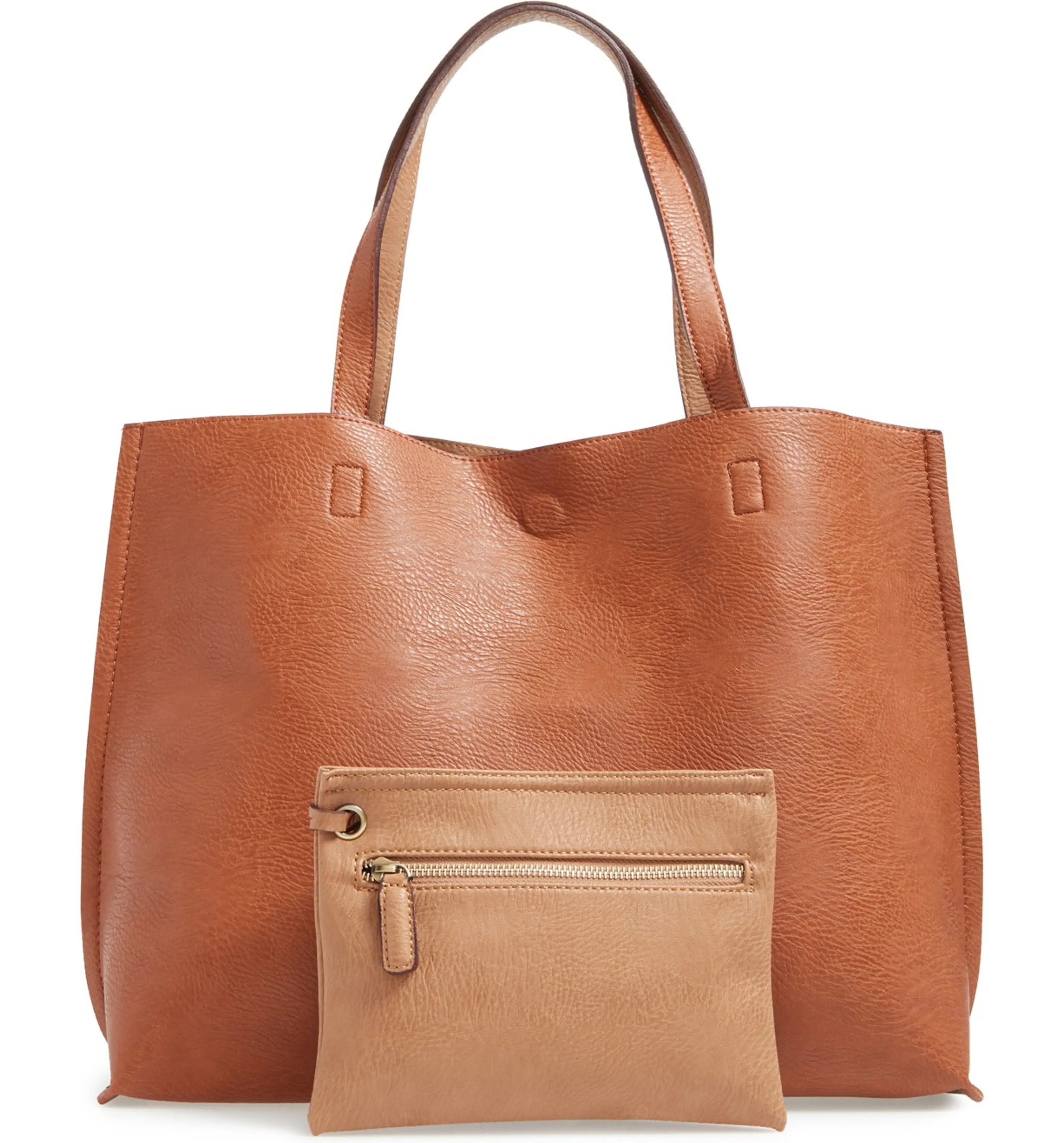 Reversible Faux Leather Tote & Wristlet | Nordstrom