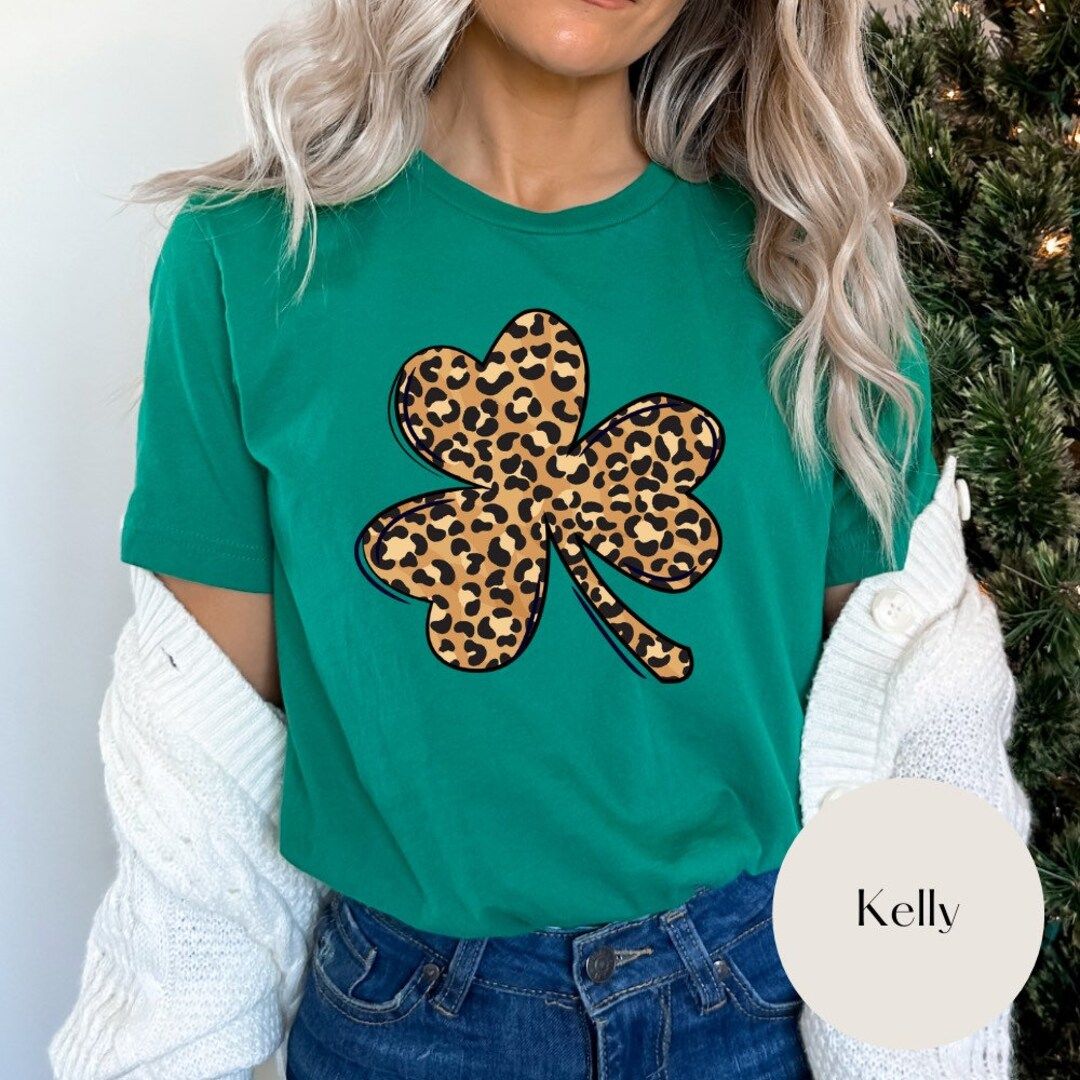 St Patricks Day Leopard Shamrock Shirt  Womens St Patricks - Etsy | Etsy (US)