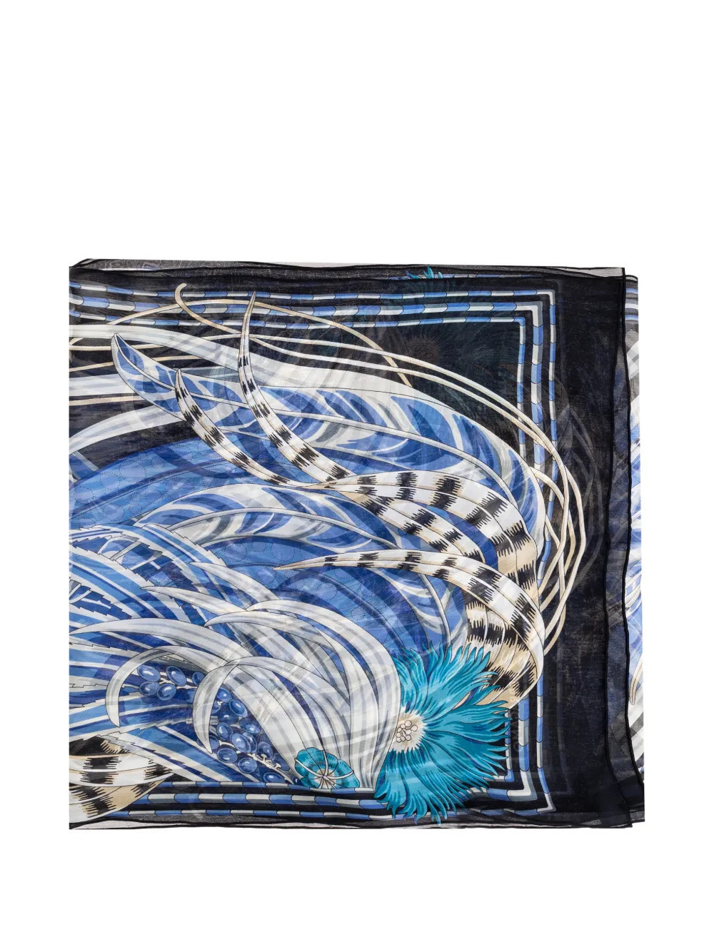 Ferragamo flower-print silk scarf - Blue | Farfetch Global