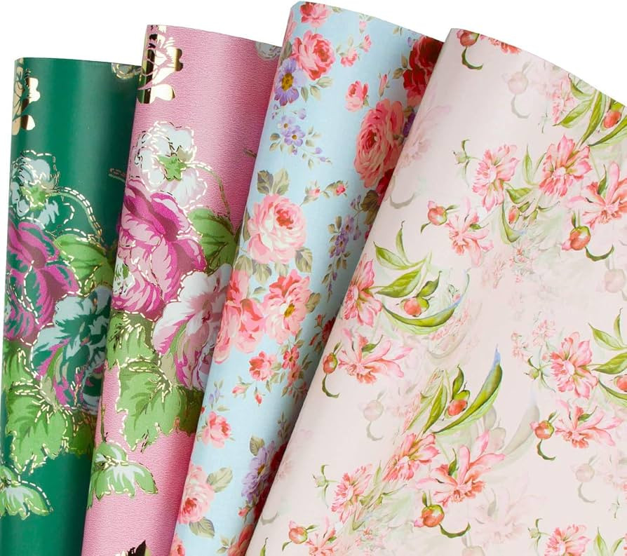 RUSPEPA Gift Wrapping Paper Sheets - Floral Design Perfect for Wedding,Birthday, Mothers Day, Con... | Amazon (US)