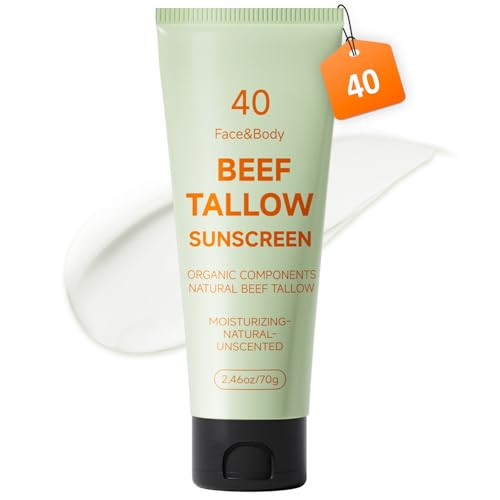 Tallow Sunscreen,Beef Tallow for Skin,Natural Unscented Sunscreen,Non Greasy Anti White Cast for Outdoor,2.46 OZ | Amazon (US)