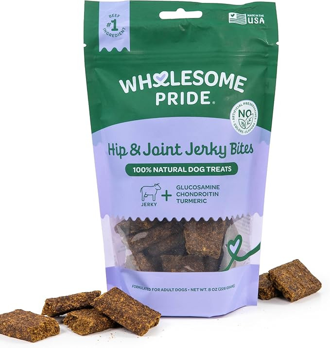 Wholesome Pride Functional Dog Hip & Joint Support Beef Jerky Bites, USA Made Mobility Dog Treats... | Amazon (US)
