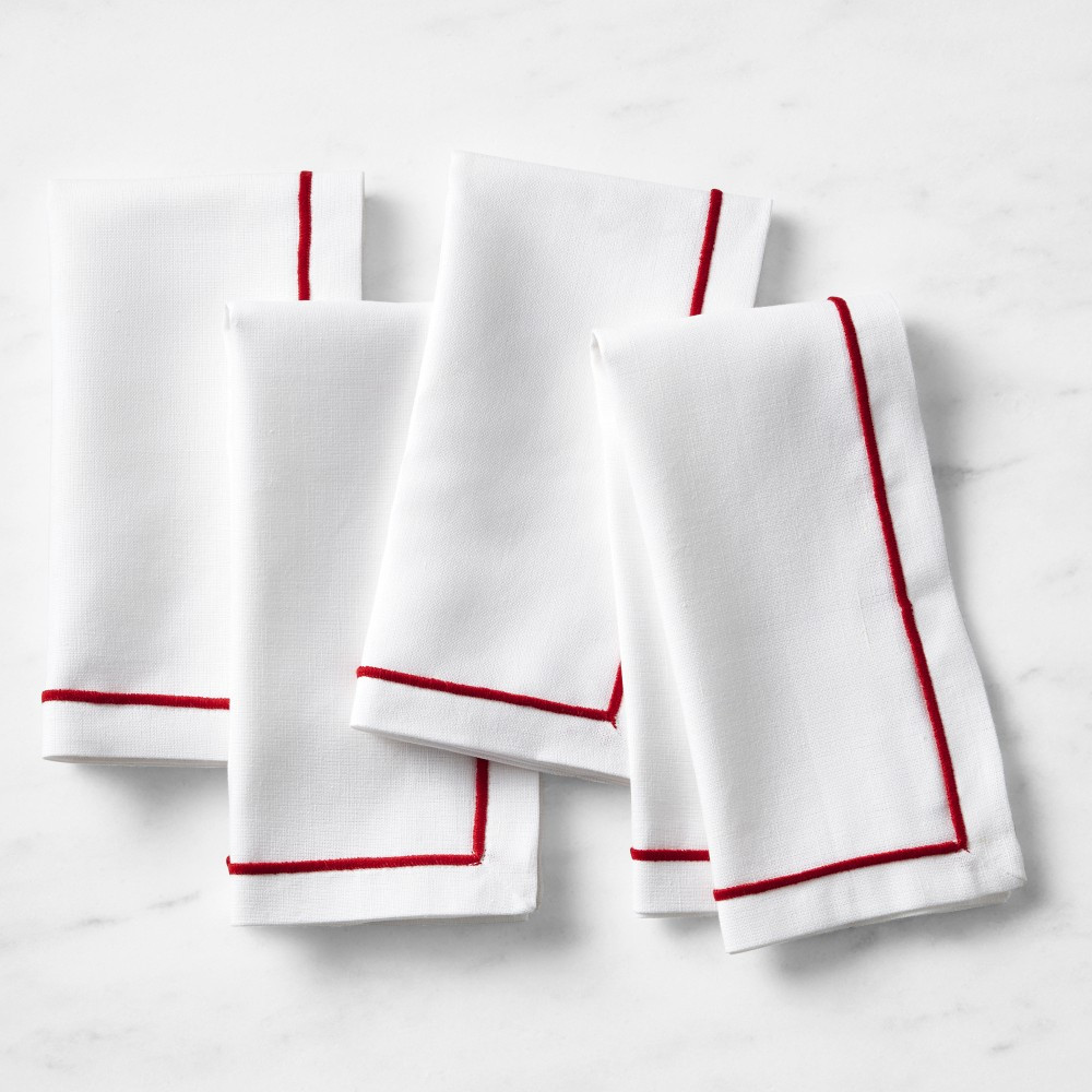 Red Border Napkins, Set of 4 | Williams-Sonoma