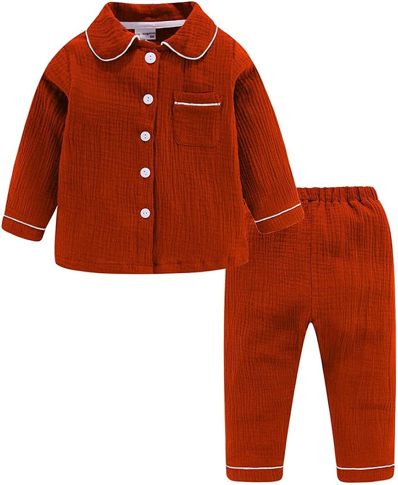 Mud Kingdom Boutique Girls Boys Pajamas Set Collared Long Sleeve Sleepwear | Amazon (US)