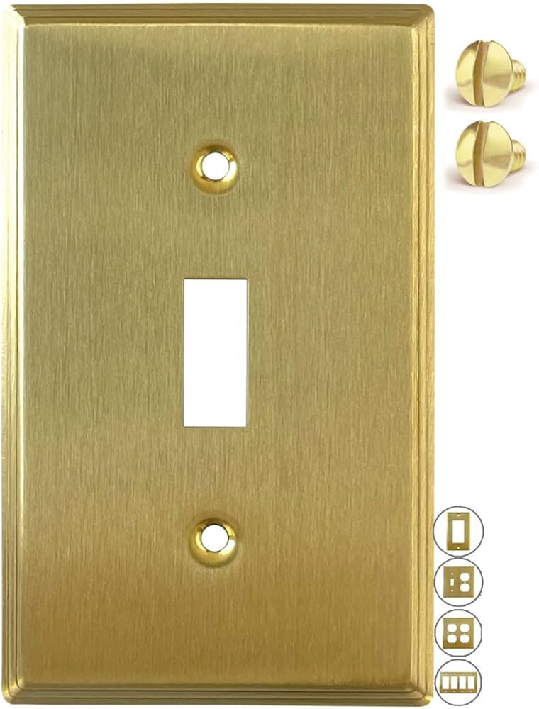 Rio Salto BRASS Metal Gold Toggle Light Switch Covers MID-SIZE Wall Plate Single Togle Switch Wal... | Amazon (US)
