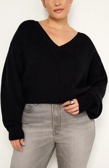 Good American Cozy V-Neck Sweater | Nordstrom | Nordstrom