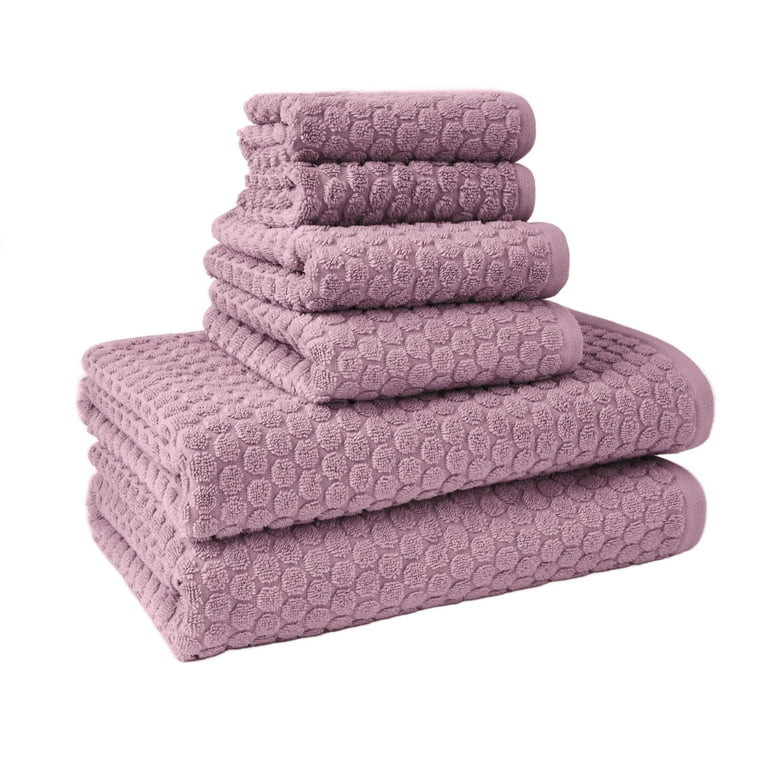 Beautiful by Drew Barrymore 6-Piece Dot Bath Towel Set, Soft 100% Cotton, Rose Pink | Walmart (US)
