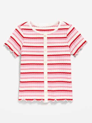 Short-Sleeve Lettuce-Edge Button-Front Top for Toddler Girls | Old Navy (US)